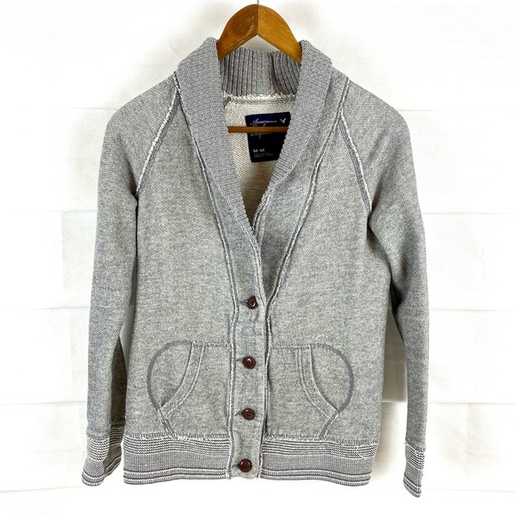 American Eagle Outfitters Gray Cardigan Sweater Sz M - Picture 1 of 5
